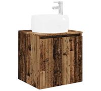 hliofuir Lavabo avec lavabo - Montage mural - Bois vieilli - 49,5 x 44,5 x | Meuble bas compact pour la salle de bain et la salle de bain d'invités : offre un espace de rangement intelligent pour les
