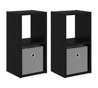 hliofuir Lot de 2 tables de chevet aspect chêne noir 25,5 x 22 x 49,5 cm | Lot de 2 tables d'appoint compactes pour chambre à coucher et bureau à domicile, équipées d'un tiroir et d'une étagère