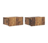 hliofuir Lot de 2 tables de chevet murales en bois vieilli - 49 x 34,5 x 24 | Armoire suspendue peu encombrante avec 2 tiroirs pour chambre et couloir. Matériau en bois robuste au design ancien.