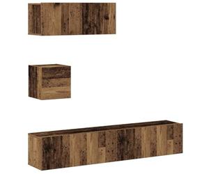hliofuir Lot de 4 meubles TV suspendus aspect bois vieilli | Le concept d'espace de rangement flexible pour la chambre à coucher et le salon crée des espaces de sol libres grâce à un