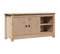 hliofuir Meuble TV bas en pin massif 103 x 36,5 x 52 cm | Meuble phono rustique avec 2 portes et étagère pour salon et chambre à coucher. Meuble TV peu encombrant avec protection