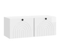 hliofuir Meuble TV mural blanc brillant 78,5 x 31 x 30 cm | Meuble bas flottant aspect brillant pour chambre à coucher et salon avec deux portes battantes pour un rangement ordonné.