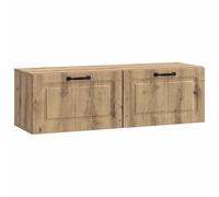 hliofuir Meuble TV mural en chêne Artisan 98 x 31 x 30 cm | Meuble bas compact pour salon et chambre à coucher avec 2 portes pivotantes, passe-câble et capacité de charge jusqu'à 60 kg.