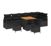 hliofuir Salon de jardin en polyrotin 9 pièces avec espace de rangement | Salon modulaire pour terrasses et jardins, avec compartiments pratiques et coussins doux pour la détente en plein air.