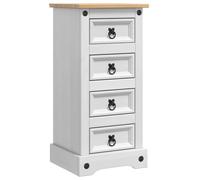 hliofuir Table de chevet Corona en pin blanc 35 x 32,5 x 74 cm | Console de chevet compacte pour chambre à coucher avec tiroirs et support solide pour réveil, lecture et objets personnels.