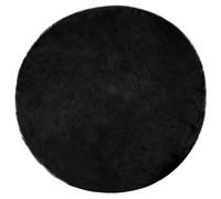 hliofuir TAFALLA Tapis rond en peau de mouton synthétique Noir Ø 120 cm | Tapis moelleux en fausse fourrure noire pour salon et chambre à coucher, à poils longs, doux et lavable à la main.