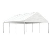 hliofuir Tonnelle de jardin blanche 6,69 x 5,88 m avec toit en polyéthylène et cadre en acier