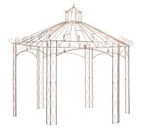 hliofuir Tonnelle de jardin en fer forgé marron vieilli en métal 4 x 4 m | Tonnelle en métal stable de 4 x 4 m en fer forgé pour la terrasse, tonnelle romantique pour plantes grimpantes et roses.