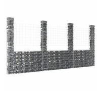 HLIQZFIIA Panier Gabion en U avec 4 poteaux en fer 380 x 20 x 200 cm