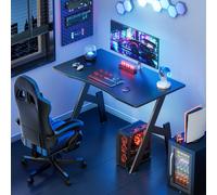 HLONONE 100 x 50 cm Bureau Gaming, Bureau Gamer Informatique Ergonomique, Table Gaming en Fibre de Carbone, Gaming Desk Noir [Plateau de table spacieux] La table PC mesure 100 cm x 50 cm et convient à