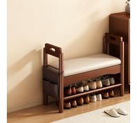 Hltdzer Banc Rangement pour Chaussures en Bois Massif avec Siège Rembourré et Accoudoirs, Banc D'entrée avec Étagère, Porte Chaussures pour Entrée et Couloir(80**30 * 64cm/31.5 * 11.8 * 25.2in)