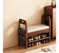 Hltdzer Banc Rangement pour Chaussures en Bois Massif avec Siège Rembourré et Accoudoirs, Banc D'entrée avec Étagère, Porte Chaussures pour Entrée et Couloir(60 * 30 * 64cm/23.6 * 11.8 * 25.2in)