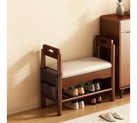 Hltdzer Banc Rangement pour Chaussures en Bois Massif avec Siège Rembourré et Accoudoirs, Banc D'entrée avec Étagère, Porte Chaussures pour Entrée et Couloir(45 * 30 * 64cm/17.7 * 11.8 * 25.2in)