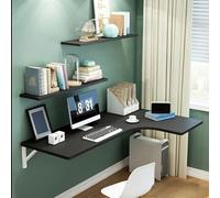 Hltdzer Bureau D’Ordinateur Pliable D’Angle Fixé Au Mur en Bois, Bureau D’étude Flottant pour Petits Appartements, Table À Rabat Économe D’Espace(B,100 * 60 * 40cm/39.4 * 23.6 * 15.7in)