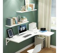 Hltdzer Bureau D’Ordinateur Pliable D’Angle Fixé Au Mur en Bois, Bureau D’étude Flottant pour Petits Appartements, Table À Rabat Économe D’Espace(A,110 * 60 * 40cm/43.3 * 23.6 * 15.7in)
