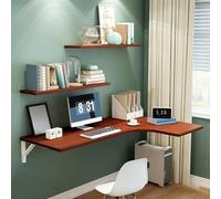 Hltdzer Bureau D’Ordinateur Pliable D’Angle Fixé Au Mur en Bois, Bureau D’étude Flottant pour Petits Appartements, Table À Rabat Économe D’Espace(D,90 * 60 * 40cm/35.4 * 23.6 * 15.7in)
