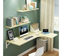 Hltdzer Bureau D’Ordinateur Pliable D’Angle Fixé Au Mur en Bois, Bureau D’étude Flottant pour Petits Appartements, Table À Rabat Économe D’Espace(E,120 * 60 * 40cm/47.2 * 23.6 * 15.7in)