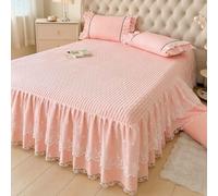 HLTQL Couvre-Lit À Volants en Velours,Couvre-Lit avec Jupe, Drap-Housse À Volant, Drap De Lit avec Jupe,Drap-Housse Protège-Matelas,Antidérapant Style Jupe De Lit(*3,180 * 200cm)