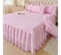 HLTQL Couvre-Lit À Volants en Velours,Couvre-Lit avec Jupe, Drap-Housse À Volant, Drap De Lit avec Jupe,Drap-Housse Protège-Matelas,Antidérapant Style Jupe De Lit(*1,180 * 220cm)