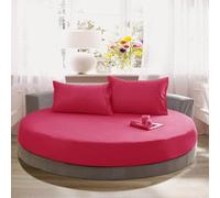 HLTQL Rond Drap Housse 200x200 Coton Doux Coton Drap-Housse avec éLastique Complet Bed Sheets Convient pour Matelas Jusqu'à 25 Cm Protege Matelas(#18,220cm)