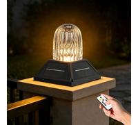 HMAKGG Borne Éclairage Extérieur Solaire, Lampe de Pilier avec Télécommande | Éclairage pour Chemins IP65, Dimmable, 3000K-6000K ＆Minuterie, 2400 mAh, Capteur Crépusculaire, Pour Terrasse Patio Portail