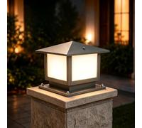 HMAKGG Lampe de Pilier Extérieur, 3000K, Aluminium, IP45, Gris | LED 12W 960 lm, E27 Borne d’Éclairage Extérieur pour Portail, Muret, Allée, Cour, Patio, Terrasse et Jardin