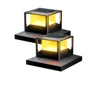 HMAKGG Lot de 2 Lampe Solaire Exterieur, Capuchon de Poteau Solaire pour 8x8 9x9 10x10 11x11 12x12CM, 3000K/6000K, IP65 Étanche Lampes Solaires Chapeau pour Jardin, Terrasse, Clôture Déco