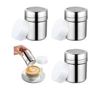 HMCEY 4 Pièces Saupoudreuse Sucre Glace Inox,Saupoudreuse Cacao pour Cappuccino,Saupoudreur Sucre Poudre,Saupoudreur Farine avec Couvercle,Distributeur de Sucres Glace,Sucrier pour Épices, Sel
