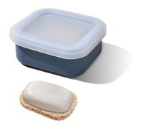 HMCEY Boite à Savon avec Couvercle 12 X 8.5 X 4.5 CM,Porte Savon Voyage Silicone avec Tapis D'égouttage,Soap Holder,Organisateur Savons Portable pour Salle de Bain, Salle de Sport - Bleu Marine