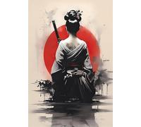 HMDKHI Images de posters japonais Bushido, peinture de figurines japonaises de ninjas samouraï, figurines japonaises et mont Fuji, sans cadre, JP-09, 1 pièces - 20 x 30 cm