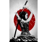 HMDKHI Images de posters japonais Bushido, peinture de figurines japonaises de ninjas samouraï, figurines japonaises et mont Fuji, sans cadre, JP-07, 1 pièces - 40 x 60 cm