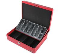 Caisse verrouillable avec plateau de comptage de pièces HMF 10015-03, 30 x 24 x 9 cm, rouge