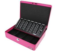 Caisse verrouillable avec plateau de comptage de pièces HMF 10015-15, 30 x 24 x 9 cm, rose