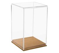 HMF 46881 Vitrine en Acrylique avec Socle en Bois pour Figurines Transparent 14 x 14 x 22 cm