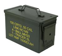 HMF Boite a munitions US, Cantine metallique | 30 x 19 x 15,5 cm | verte