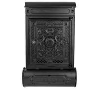 HMF Boîte aux Lettres Murale Antique avec Compartiment à journaux, boîte aux Lettres Vintage en Fonte d’Aluminium | 57 x 35 x 10 cm | Noir
