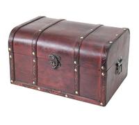 HMF Coffre au trésor en bois, grande Malle au trésor avec fermeture métallique vintage pour anniversaire d’enfant, mariage ou jubilé | 35 x 25 x 20 cm | Portugal
