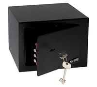 HMF Coffre fort a clef, petit coffre fort | 23 x 17 x 17 cm | Noir