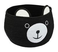 HMF Panier de rangement avec poignées dissimulées, Panier en coton pour chambre d’enfant | Ours | 30 x 24 cm | Noir