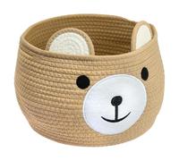 HMF Panier de rangement avec poignées dissimulées, Panier en coton pour chambre d’enfant | Ours | 30 x 24 cm | Miel