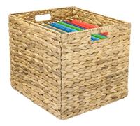 HMF Panier de Rangement pour Dossiers Suspendus A4, Panier Jacinthe d’Eau Compatible KALLAX avec Poignées | 33 x 38 x 32 cm | Naturel