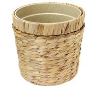 HMF Pot de Fleurs d’intérieur avec Cache-Pot tressé en Jacinthe d’Eau et Pot de Plantation, Rond, 25 cm de diamètre