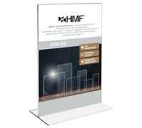 HMF Présentoir de Table Acrylique A6 Format Portrait, Porte Menu Restaurant, Double Face, Support Affiche Publicitaire pour Bureau, Restaurant, Menu | Transparent