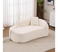 Hmluxury Canapé d'angle moderne en chenille avec assise profonde, canapé-lit pour salon, chambre à coucher, livré compressé, crème