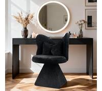 Hmluxury Chaise pivotante avec dossier papillon en velours chenille pour salle à manger, chambre à coucher, bureau et salon