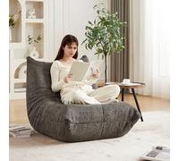 Hmluxury Pouf en chenille pour adulte avec mousse élastique haute densité, fauteuil de salon pour salon, chambre à coucher, bureau