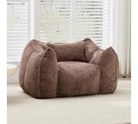 Hmluxury Pouf géant XXL avec coussin, pouf confortable pour adultes et enfants, en fausse fourrure pour salon, chambre à coucher, kaki