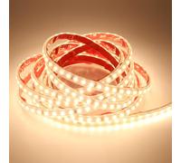 Hmuaog Ruban LED Adhésif 220V, Bandeau LED Autocollant 120 LEDs/m, Haute Densité avec Interrupteur, Bande Lumineuse Étanche IP67 pour Miroir, Placard et Cuisine (Blanc Chaud, 5 m)