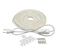 Hmuaog Ruban LED COB 220V, Bandeau LED Cuisine Haute Densité 15W/m, Etanche IP67 Lumière Linéaire Uniforme sans Points, Bande Lumineuse pour Exterieur, Jardin, Corniche, Prise UE (Blanc, 5 m)