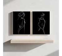 HMXQLW Minimaliste Femme Dessin au Trait Noir et Blanc Impression sur Toile Affiche Decoration Murale Tableau Art Toile Peinture Salon Chambre Maison Decoration Murale Sans Cadre (2X30X40CM,B)